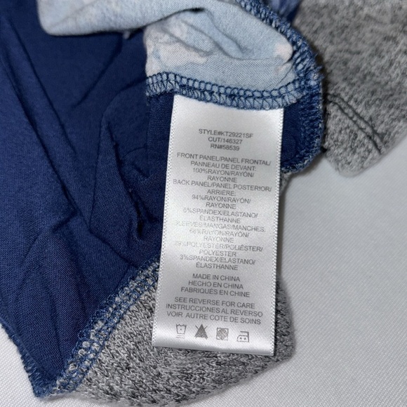 Kut From The Kloth knit blouse two-tone line sleeves round neckline floral Sz S - Picture 9 of 10